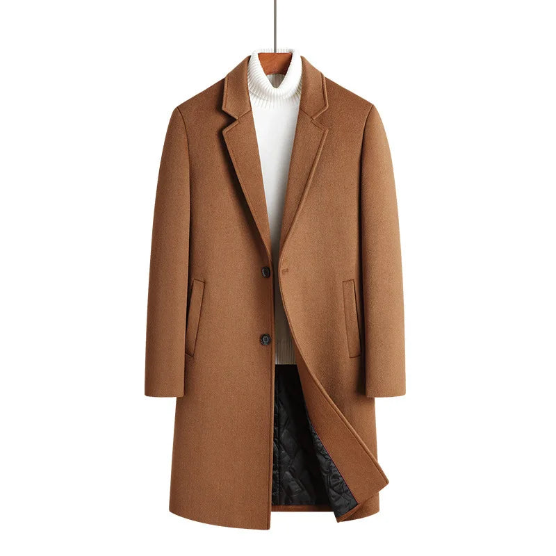 Long Jacket Men Clothing Men's Autumn Trench Coat Warm Woolen Overcoat Male Winter Men's Wear Woollen Coat Male Warm Mens New