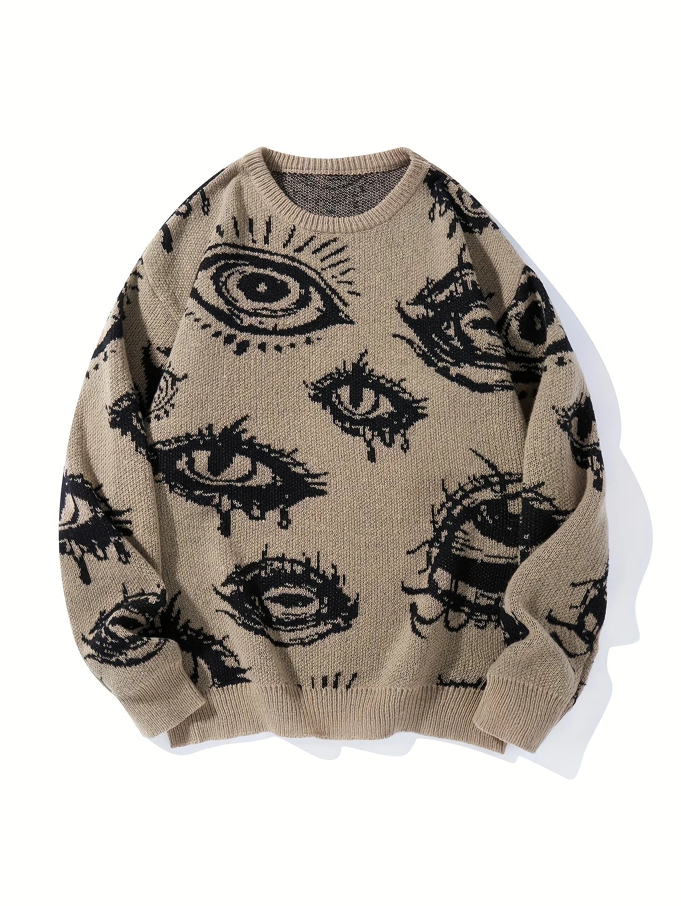 Fall/Winter Men's Jacquard Knit Sweater with Long Sleeves Anti-loose Thread Sweater Fashion Casual Homewear Pullover Trendy Patt