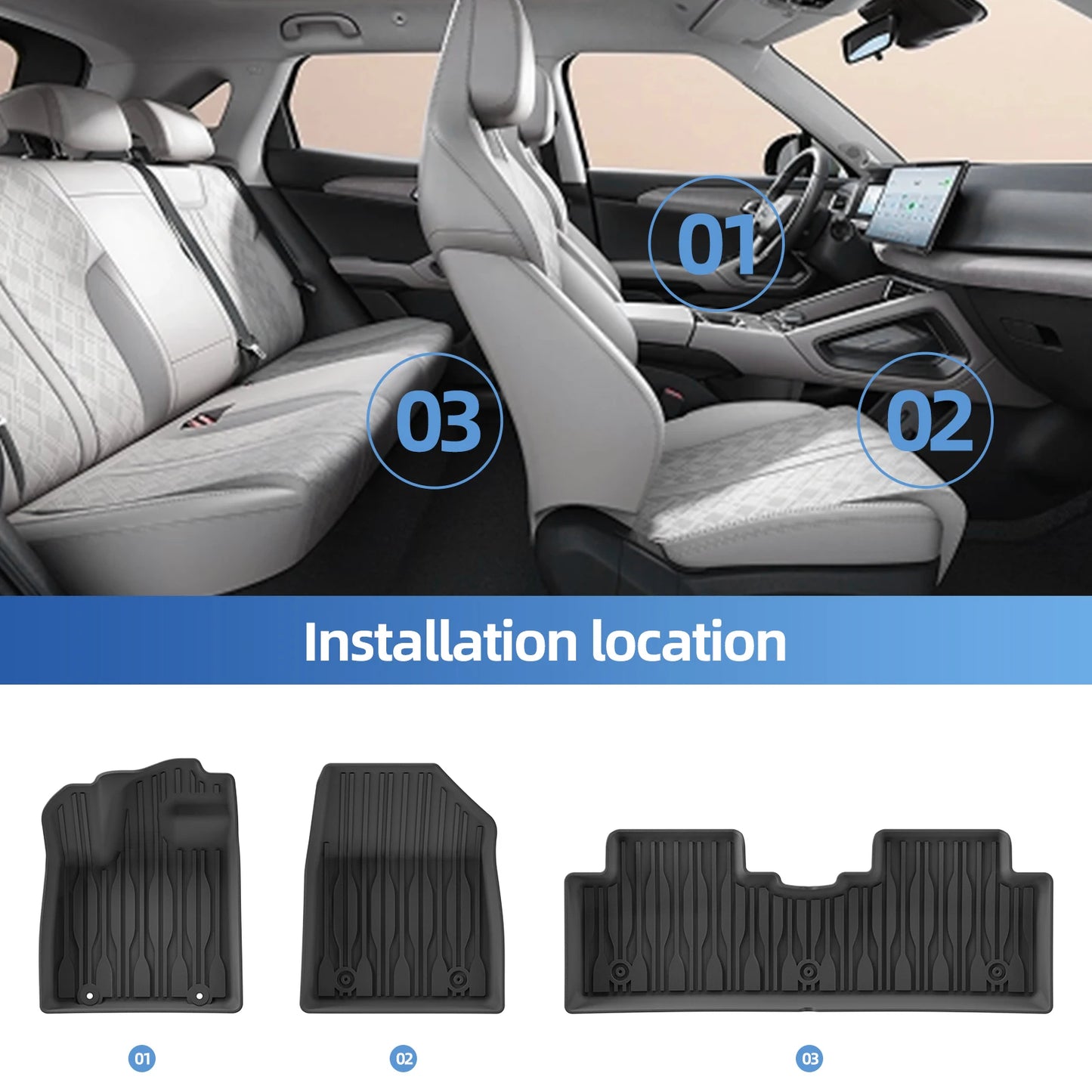 Left Drive for BYD ATTO2 EV/Yuan UP 2024-2025 Car Floor Mats Cargo Liner Trunk Pad TPE 3D Foot Mat Waterproof BLACK