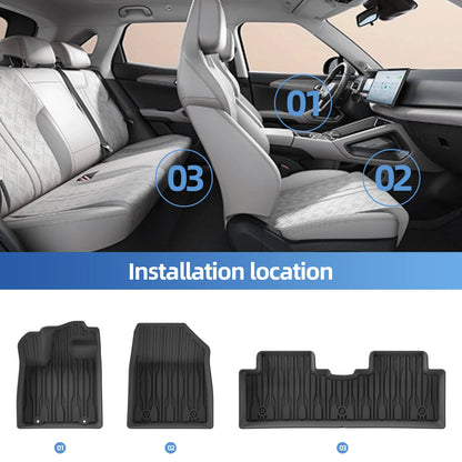 Left Drive for BYD ATTO2 EV/Yuan UP 2024-2025 Car Floor Mats Cargo Liner Trunk Pad TPE 3D Foot Mat Waterproof BLACK