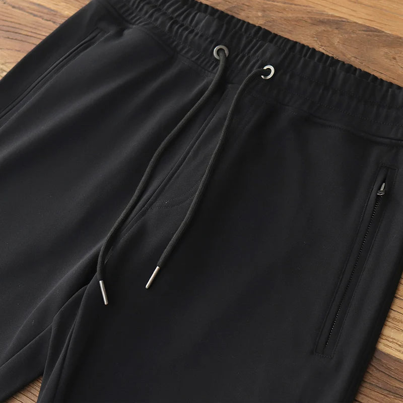 Autumn American Retro Drawstring Terry Cloth Knitted Sweatpants Men's Simple Washed Sports Running Loose Casual Ankle-tied Pants