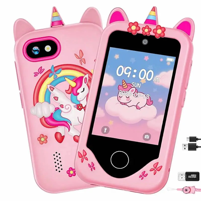 Kids Smart Phone MP3 Player Digital Camera Toys Touchscreen Unicorn Baby Mobile Educational Toys for Girls Boys Age 3-8