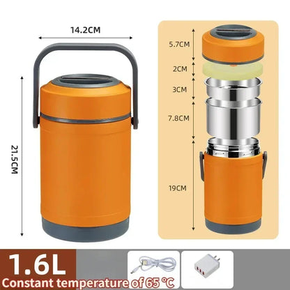 304 Stainless Steel Electric Thermal Lunch Box, Car Heating Constant Temperature Portable Bento Box, Large Capacity