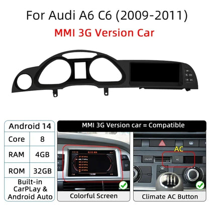 Android 14 Auto Radio CarPlay For Audi A6 C6 4f  For Audi Q7 4L 2005-2015 MMI 2G 3G GPS Car Multimedia Player Navi Stereo DSP