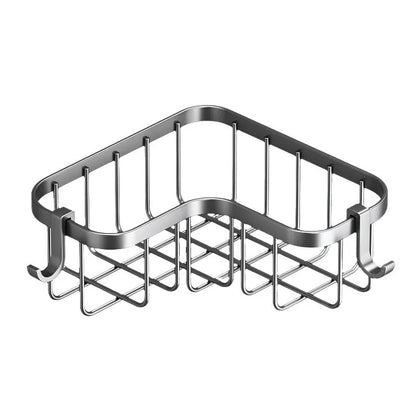 Kitchen Carbon Steel Sink Drain Rack No-Punching Wall Mounted Corner Dishcloth Storage Rack Waterproof Space Saving