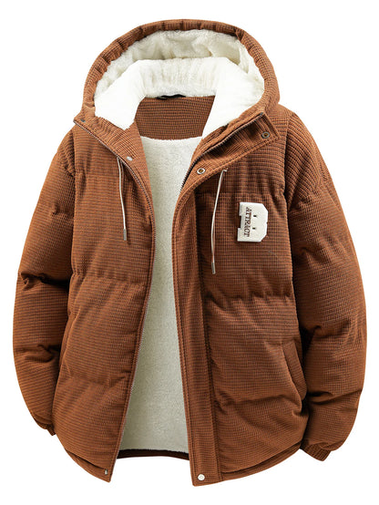 Men's Hooded Cotton Jacket Is Light and Warm Without Being Bulky. the Hood Adds Practicality and Is Suitable for Outdoor Light Activities, Warm-Up Exercises, Layering in Autumn and Winter, Daily Shopping, Friend Gatherings, a