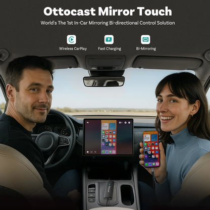 Ottocast Mirror Touch Wireless CarPlay Adapter Bi-Directional Control Dongle for iOS & Android Video Box For Benz Audi Toyota VW