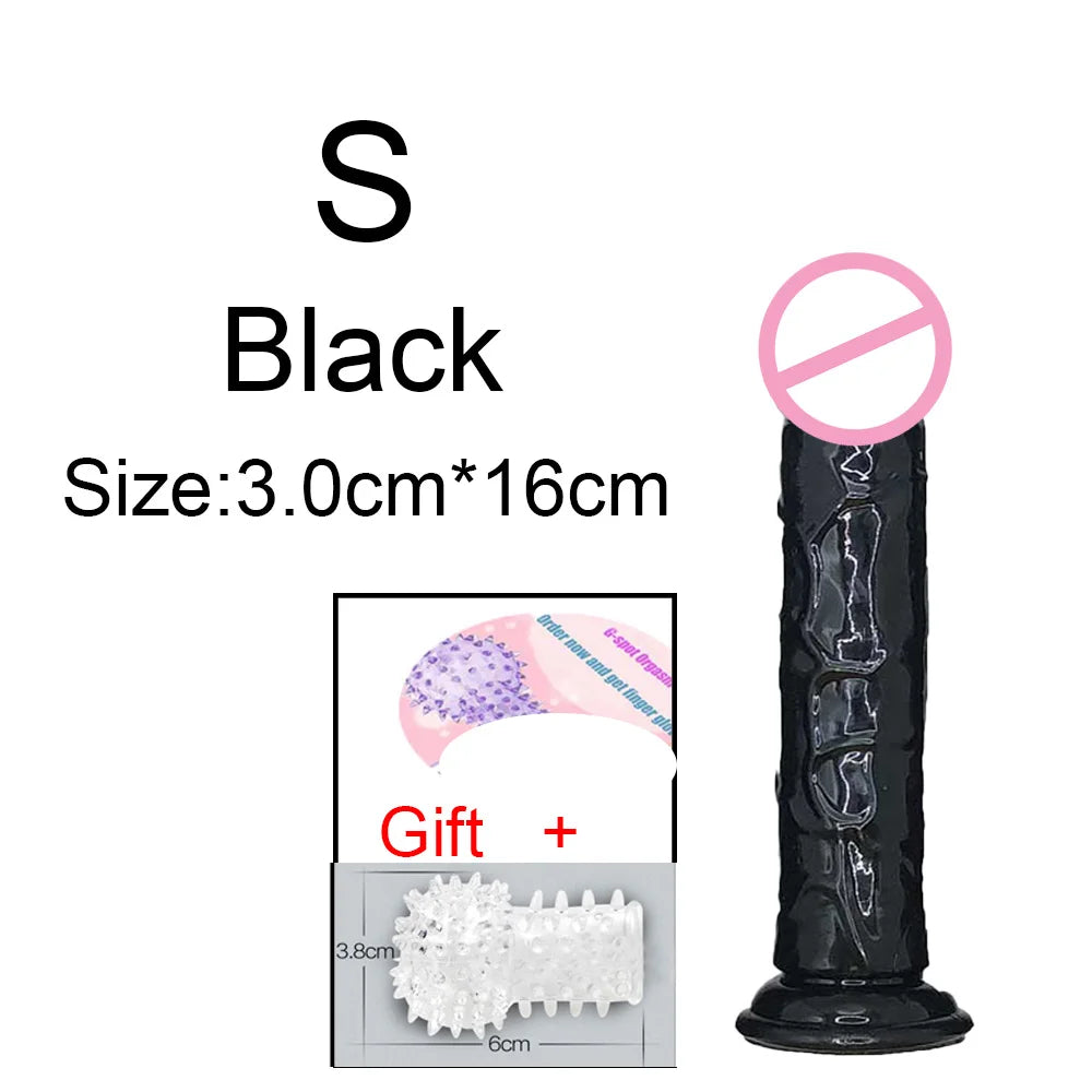 Cheap Women Erotic Anal 5 Colors Big Transparent Dildo Suction Cup Jelly Dick Sex Toys Soft Clitori Vaginal Masturbators Penis