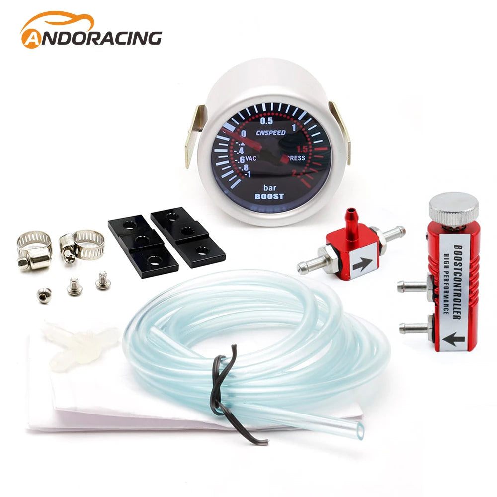 CNSPEED 2 "52mm Turbo Boost Gauge -1-2 Bar Car Smoke Len With Adjustable Auto Turbo Boost Controller Kit 1-30 PSI