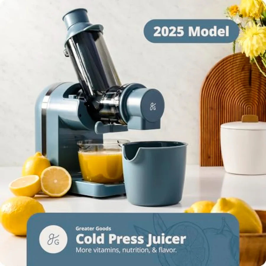 Cold Press Juicer for fruits and vegetables, stone blue slow masticating extractor with quiet motor, high juice yield, easy to