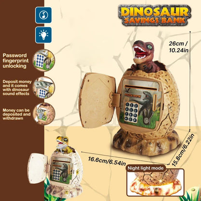 Fingerprint Password Lock Kids Dinosaur-egg Saving Money Coin Safe Box with LED Light Piggy Bank Toys Saving Money Coin Safe Box