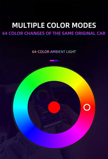 6/10/14/18in1 Led Acrylic Car Waterfall Lamp Ambient Light 213 Rainbow Color Symphony APP Remote Controll Atmosphere Lamp Kit