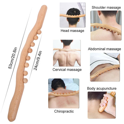 Wooden GuaSha Stick Beech Wood Therapy Back Shoulder Neck Waist Massage Tool Fat Burner Meridian Cellulite Scraper Body Slimming