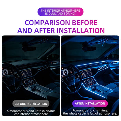 Car 4/5/6in1 Interior Decoration Ambient RGB Fiber-Optic Light Strip USB Dashboard Neon Light Strip App Control Accessories