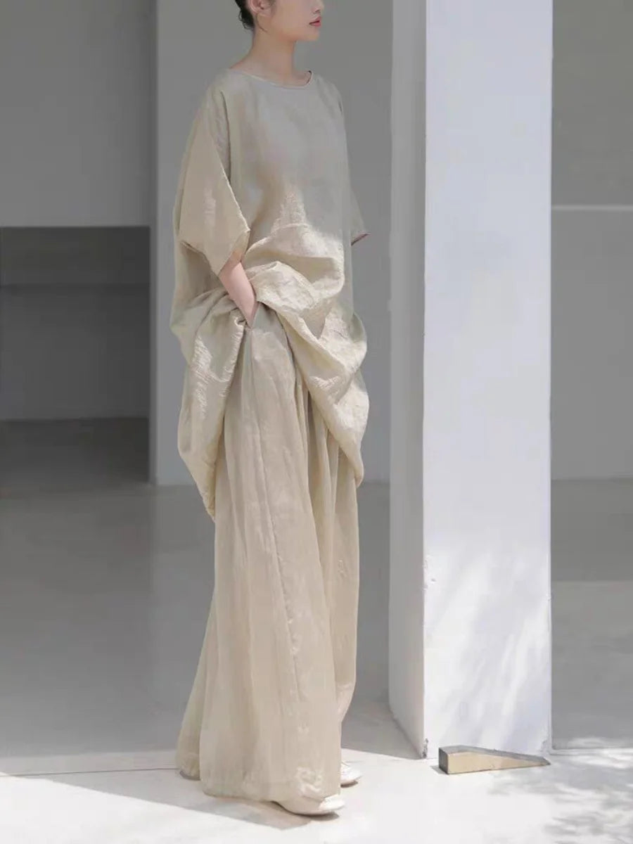 New Women's Chinese Zen Cotton Linen Shirt Drifting Silk  Wide Leg Pants Three Piece Set Summer Season Fashion Trend