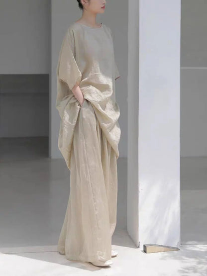 New Women's Chinese Zen Cotton Linen Shirt Drifting Silk  Wide Leg Pants Three Piece Set Summer Season Fashion Trend