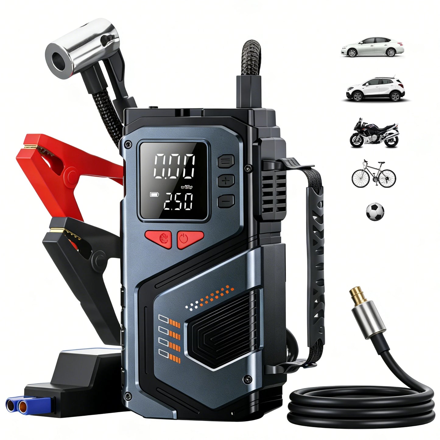 Best-seller Car Jump Starter For 12V Petrol Diesel Cars With 150PSI Air Pump/Light/Pressure Gauge,Portable Booster Jump Starter