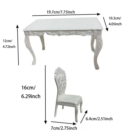 7 Items / Lot Miniature Dollhouse Furniture Dinning Table Chair For Doll Computer Desk Fast Shipping Thing Girl' Play Toy Gifts