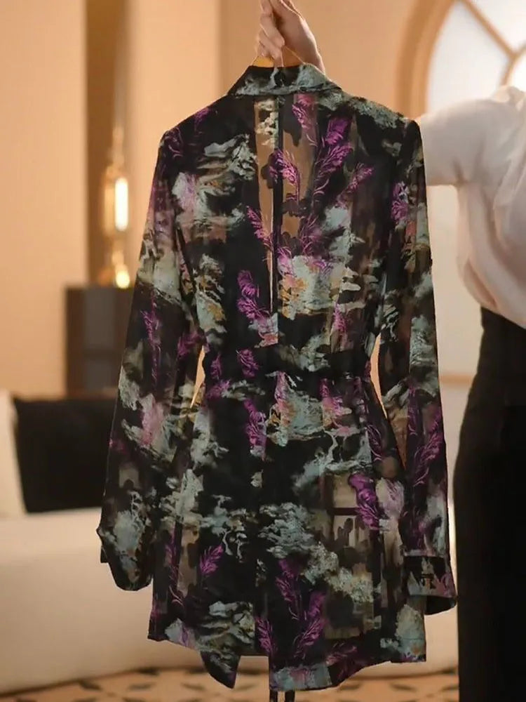Elegant Fashion Floral Print Lightweight Suit Jacket And Pants Set Women's Summer Slimming Two-Piece Suit Korean Style