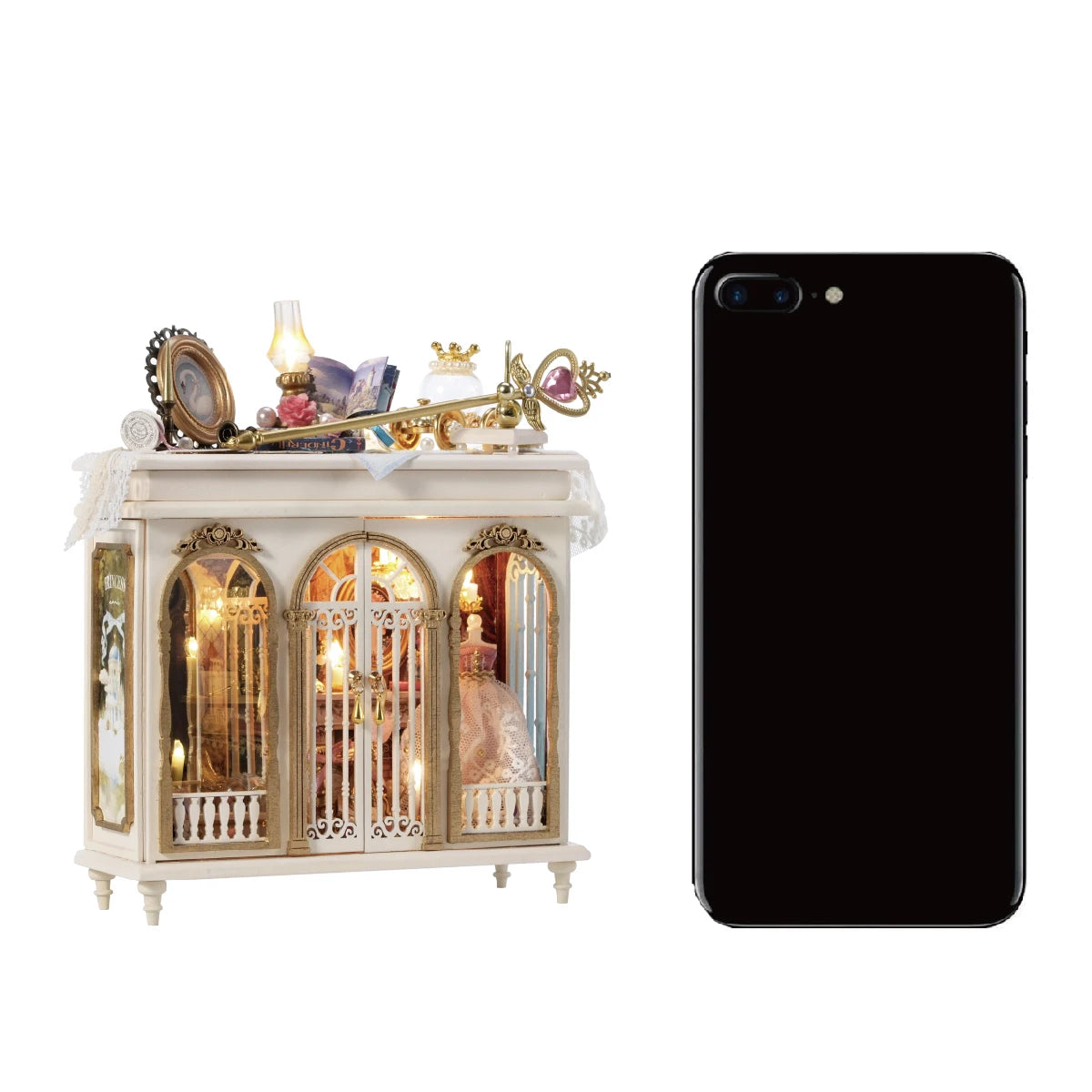 Moonlight Fantasy Mini 3D Puzzle Assembly Model Dollhouse Kit DIY Handmade Toy Bookshelf Set, Wooden Crafts Girl Birthday Gift
