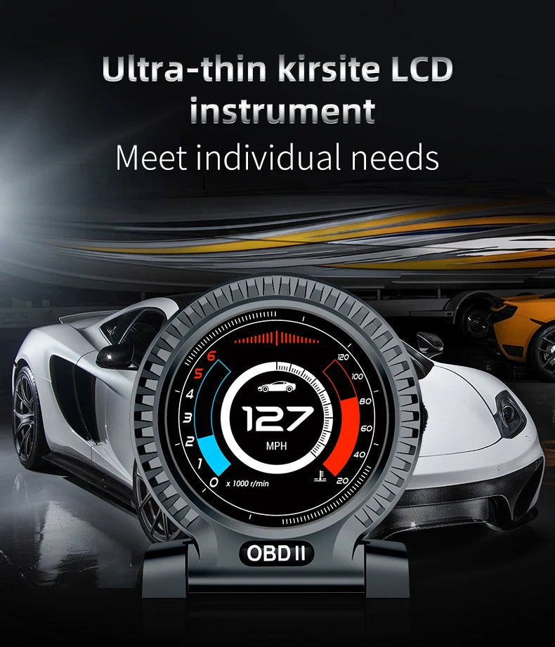 KWHUD HUD OBD2 Head-up Display Car Digital Speedometer RPM Clock Water/Oil Temp Meter for Smart Fortwo 453 451 450 2008-2024