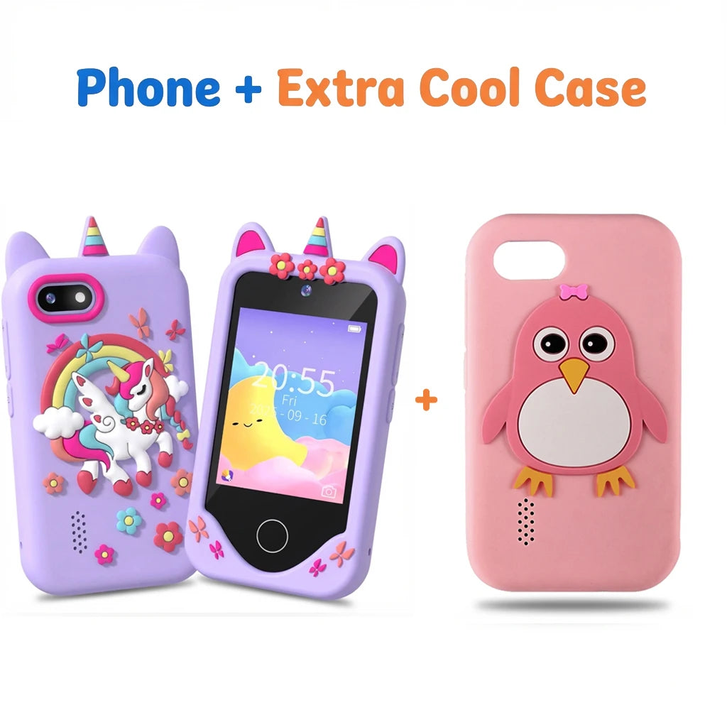 Smartphone Toy Kids with 44 Puzzle Games Dual Camera MP3 Player, Touchscreen Learning Toy Phone with Case for Boys Girls Gifts