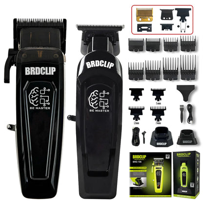 BRDCLIP Professional Barber Hair Cutting Machine Kit Base Charger 7500RPM Hair Clipper DLC Blade Salon Hair Trimmer for Men