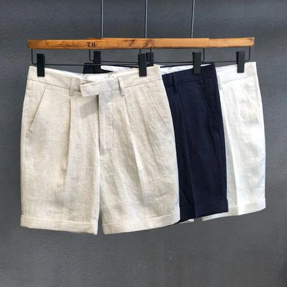Office Men Work Summer Suit Shorts Japanese Style Solid Color High Street New Knee Length Trousers Male Straight Casual Shorts