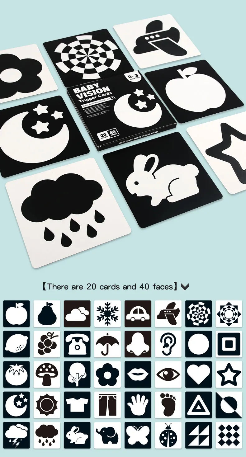 Black and red visual early education card for newborns, visual stimulation of color cognition, flashing new children's early edu