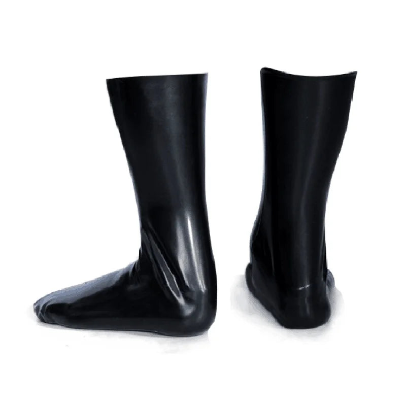 Latex 2D Socks Sexy Knee Hosiery Plain Cosplay Seamless Without Glue one piece Stocking  0.6mm Extra Thickness
