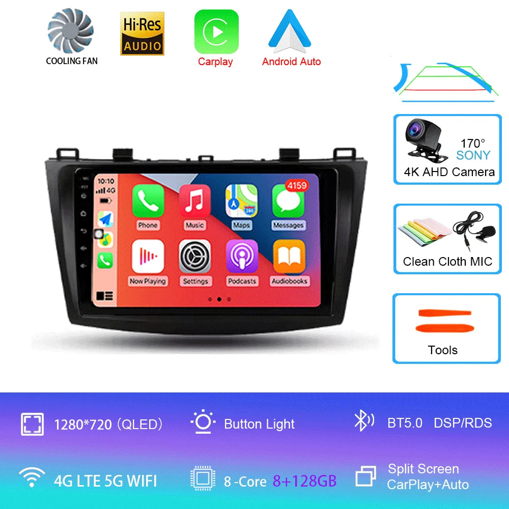 For Mazda 3 II For Mazda3 BL 2009 - 2013 Android16 Carplay Auto 4G+WIFI GPS Car Radio Navigation Multimedia Video Player Stereo