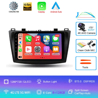For Mazda 3 II For Mazda3 BL 2009 - 2013 Android16 Carplay Auto 4G+WIFI GPS Car Radio Navigation Multimedia Video Player Stereo