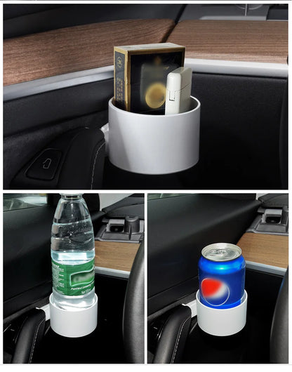 Cup Holder Adapter Tesla Model 3 Tesla Model Y Accessories Car Door Cup Holder Bottles Expander Organizer with Silicone Coaster