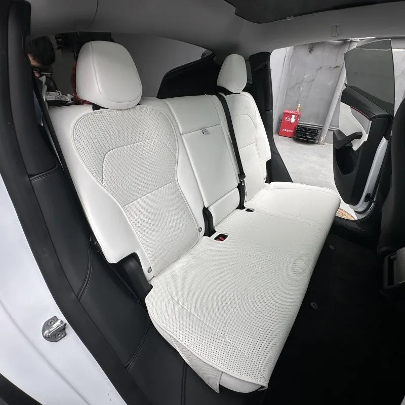 For New Tesla ModelY Juniper 2025  PU Seat Cushion Punching Breathable Universal Split Car Seat Protector Interior Accessories