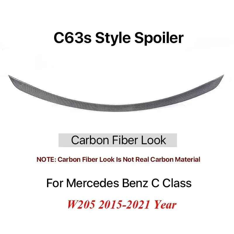 Boot Rear Carbon Fiber Trunk Spoiler for Mercedes Benz C Class Sedan W205 Deflector C63s AMG PSM Style Gloss Black 2015-2021