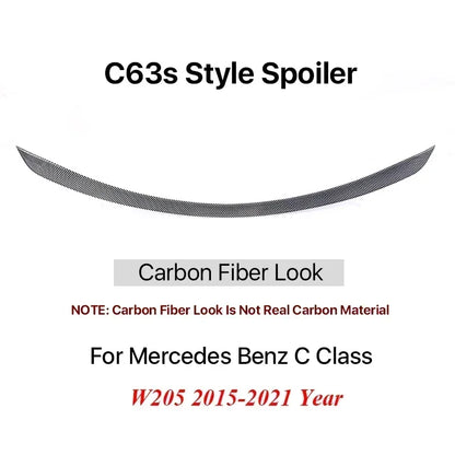 Boot Rear Carbon Fiber Trunk Spoiler for Mercedes Benz C Class Sedan W205 Deflector C63s AMG PSM Style Gloss Black 2015-2021
