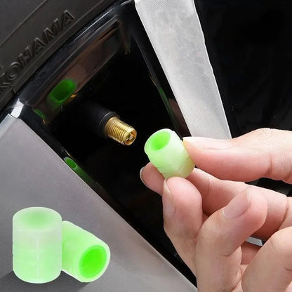 20Pcs Luminous Tire Valve Caps Car Fluorescent Tyre Valve Stem Caps Cover Night Glowing Bike Motorcycle Car Wheel Decoration
