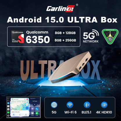 Ultra box 8GB+128GB 5G netAndroid 15.0 SM6350 Ai Box CarPlay Wireless Android Auto Wireless Adapter Support Youtube Netfilx IPTV