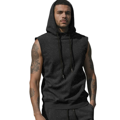 Men’s Sleeveless Hoodie and Shorts Set 2 Piece Workout Outfit Gym Sportswear 2026