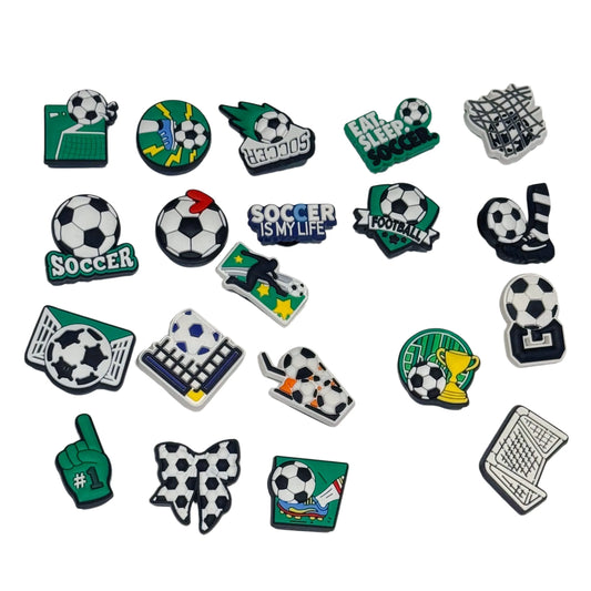 1-20PCS Sport Eat Sleep Soccer PVC Shoe Charms Sandals Shoes Ornaments Buckle Clog Hole Slipper Accessories Holiday Present
