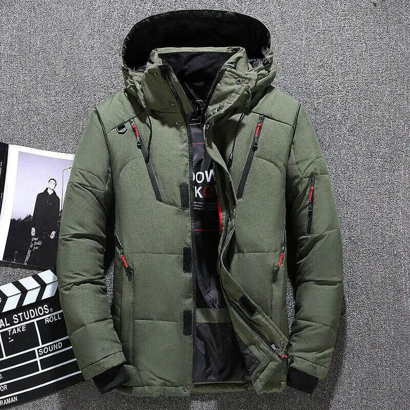 -20 Degree Down Jacket Male Winter Parkas Men White Duck Down Jacket Hooded Outdoor Thick Warm Padded Snow Coat Oversize M-4XL