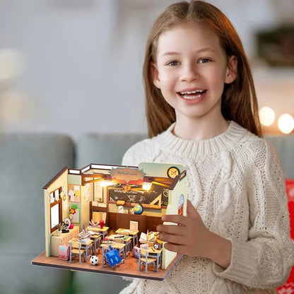DIY Mini Dollhouses Back To School Miniature Model Doll House For Xmas Mini Wooden 3D Puzzles Classroom Assembly Start Of School