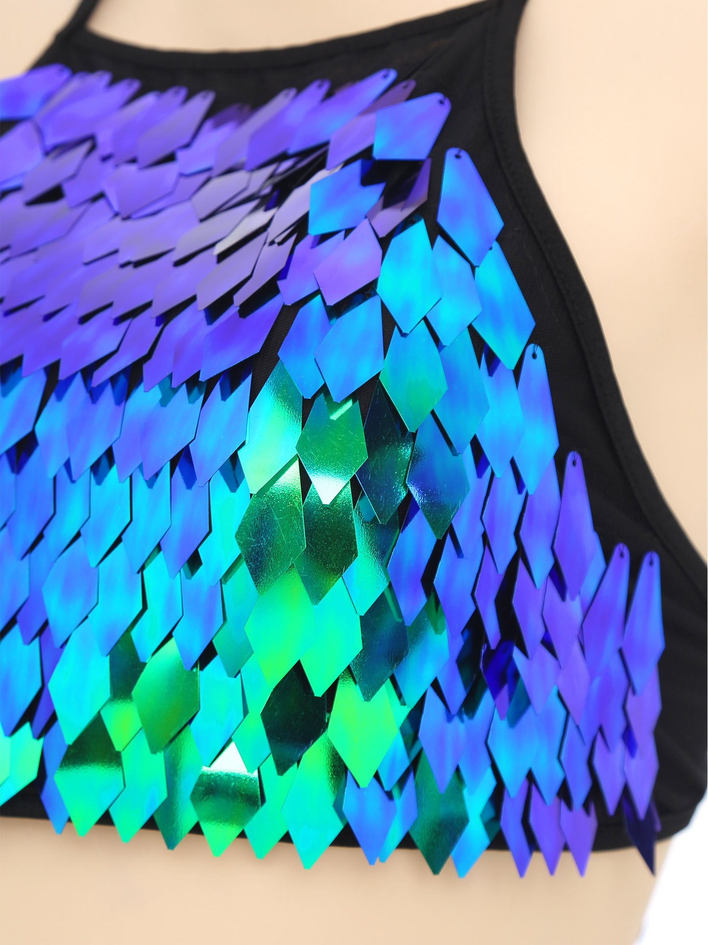 Shiny Sequin Tassel Bra Top Sexy Mini Lace-up Tank Top Camisole for Women Dancing Nightclub Crop Top Vests Bralettle Clubwear