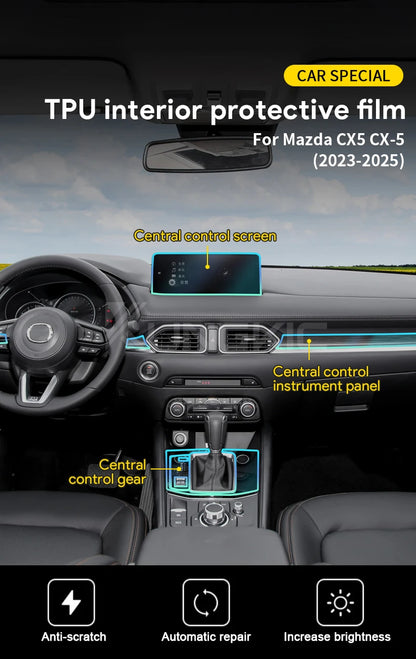 For Mazda CX-5 CX5 2017-2024 Interior Protection Film TPU Anti-scratch Sticker Dashboard GPS Navigation Transparent Accessories