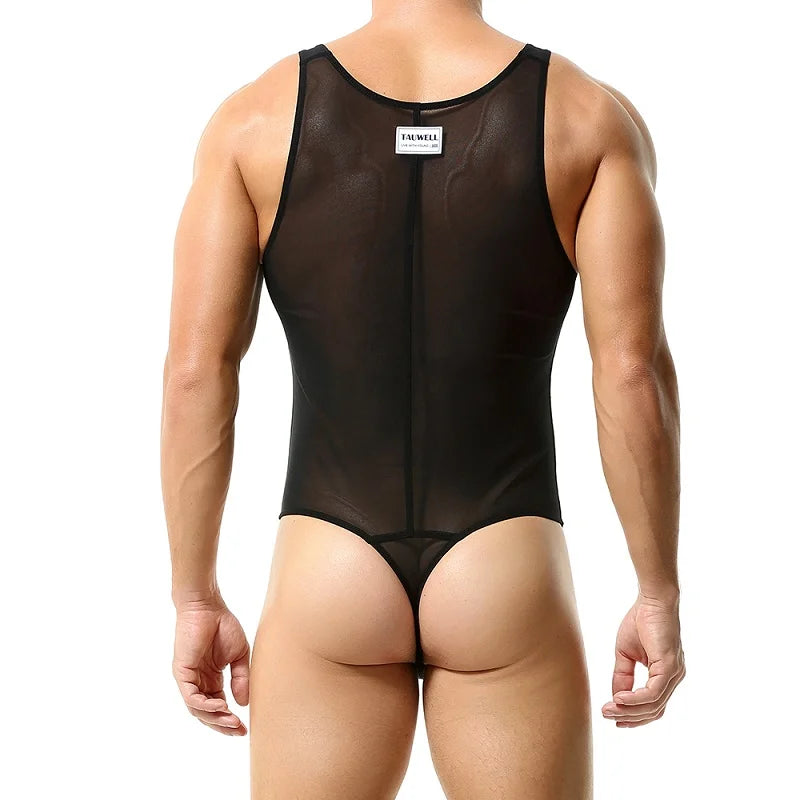 Men's Bodysuit Tight and Fun Bodysuit Underwear Ultrathin, Slim, Translucent, Sexy, High Elastic, European and American Style