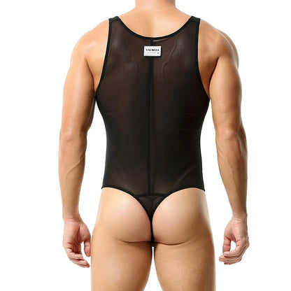 Men's Bodysuit Tight and Fun Bodysuit Underwear Ultrathin, Slim, Translucent, Sexy, High Elastic, European and American Style
