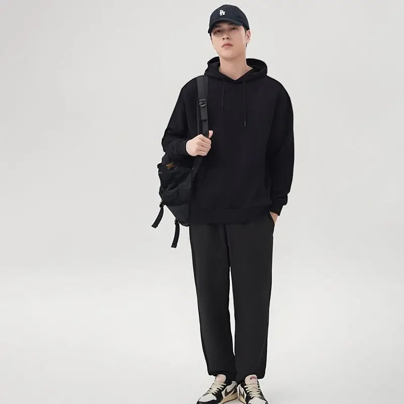 Men's Plus Size Casual Suit Hoodies Sweatshirt Sweatpants Straight-Leg Pants Loose Fit Versatile Casual Autumn Winter Sports Set
