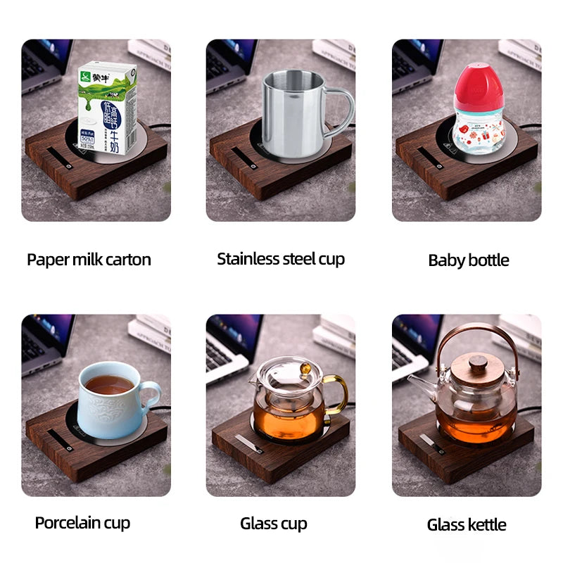 100℃ Cup Heater Mug Warmer Hot Tea Makers Automatic Warmer Coaster 5 Gear Temperature Cup Heaters Coffee Milk Tea Heating Pad