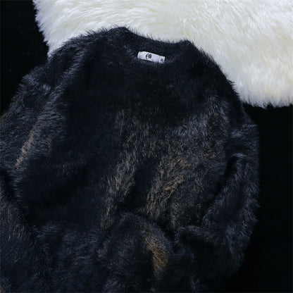 Warm Loose Men's Knitted Sweater Soft Fluffy round Neck Casual Winter Fashion Thick Long Sleeve Youth Style  Color