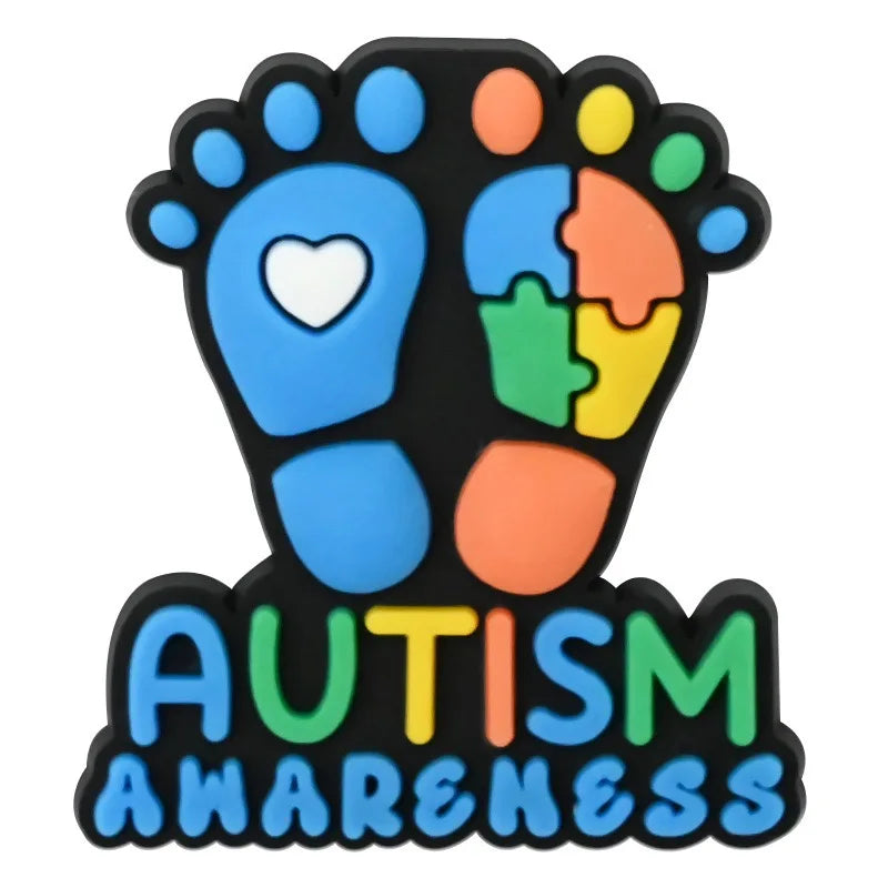 1-16Pcs Be Kind Autism Awareness Love Patience Understanding Pvc Garden Shoe Charms Buckle Kid Cartoon Accessories DIY Backpack